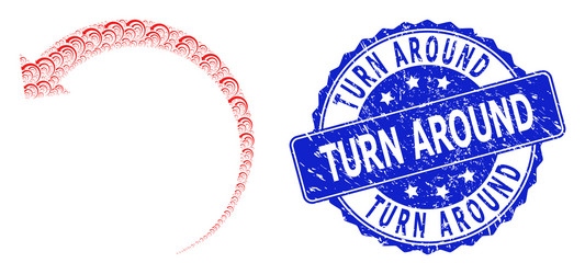 grunge turn around round seal stamp and recursion vector image