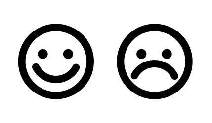 happy and sad emoji smiley faces line art i vector