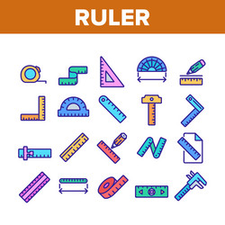 ruler measuring tool collection icons set vector image