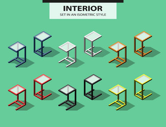 Set of added tables in isometric style vector