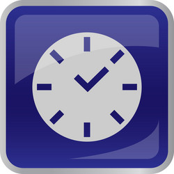 Clock icon on square button vector