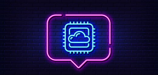 Cloud computing cpu line icon internet data vector