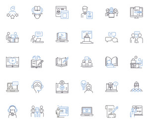 counselor line icons collection guidance support vector