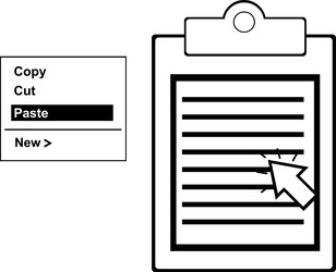 black and white icon click paste button pop-up vector image