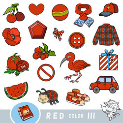 colorful set of red color objects visual vector