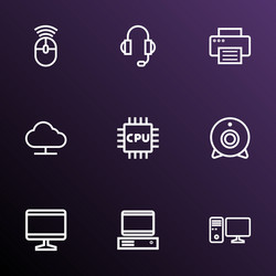 computer icons line style set with storage vector image