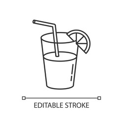 Long drink cocktail pixel perfect linear icon vector