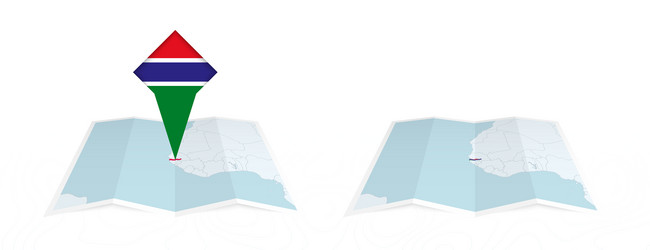 two versions of an gambia folded map one vector image