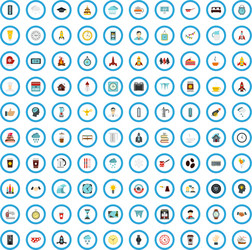 100 java icons set flat style vector