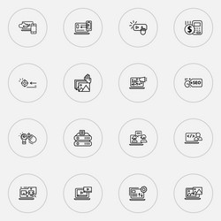 Optimization icons line style set with responsive vector