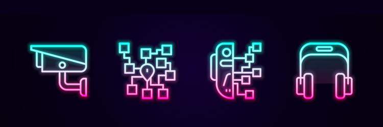 set line security camera neural network humanoid vector image
