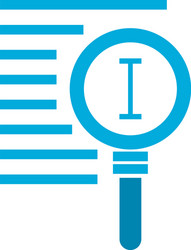 Text edit cursor line inside lupe flat style icon vector