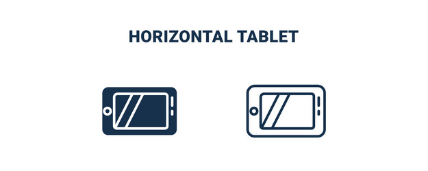 horizontal tablet icon outline and filled vector image