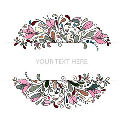 Floral Doodle Ornament - Pink & Green Vector Image