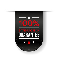 satisfaction guaranteed black ribbon vector