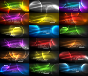 set of magic neon shape abstract background shiny vector