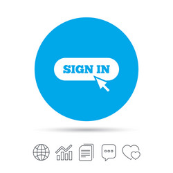 Sign in with cursor pointer icon login symbol vector