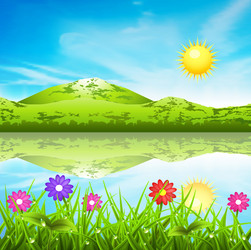 Beautiful nature river landscape Royalty Free Vector Image