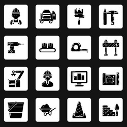 building process icons set simple style vector image