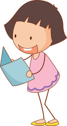 Cute Cartoon Girl Reading Vector Image
