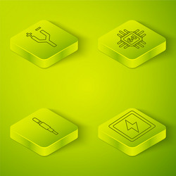 set isometric processor with microcircuits cpu vector image