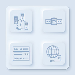 set line computer network smartwatch server vector image
