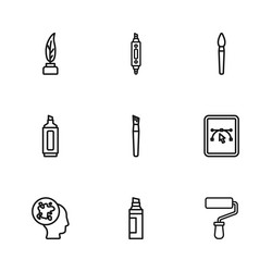 Set line marker pen computer with design program vector