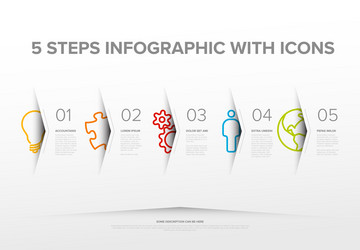 Five steps progress or options template with big vector