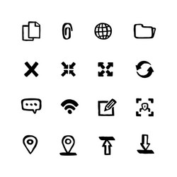 naive style web icon set and mobile ui doodle vector image