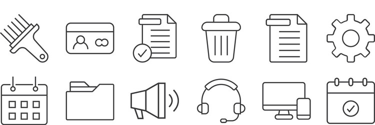 12 set linear user interface icons thin vector image
