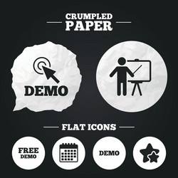 demo with cursor icon presentation billboard vector image