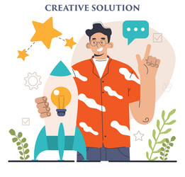finding a solution generation of creative idea vector image