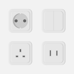 Battery power outlet plug shape icon set flat Vector Image