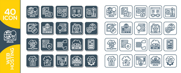 Hosting and local network icon set communication vector