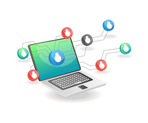 Isometric Computer Network Data Security vector image