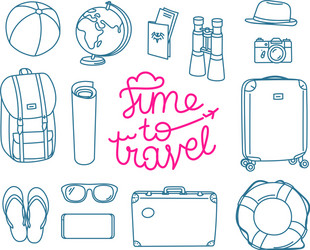 Travel Objects - Linear Style vector image
