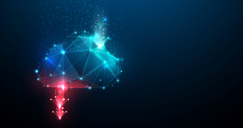 abstract cloud computing with low polygons vector image