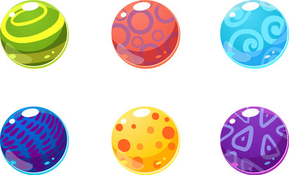 Collection of glossy balls colorful shiny spheres vector