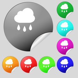 Weather rain icon sign set of eight multi-colored vector