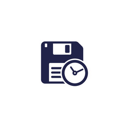 Backup time icon with a floppy disk vector