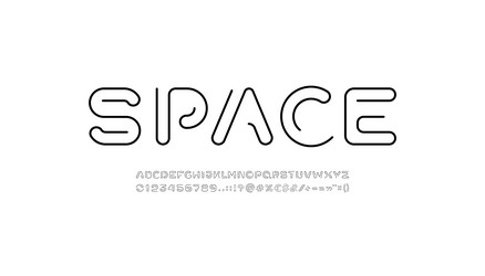 Digital style alphabet font from rounded line vector