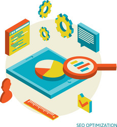 isometric background seo optimization vector image