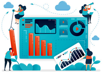 Teamwork to build a business portfolio chart vector