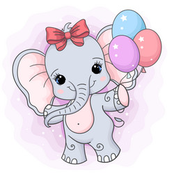 Cheerful Baby Elephant with Balloons Vector Image
