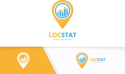 graph and map pointer logo combination vector