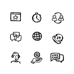 naive style icon set online support customer vector