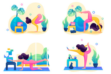 Set landing pages on topic yoga classes vector