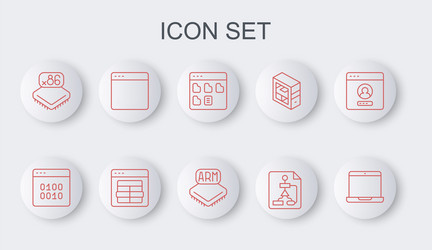 Set line laptop binary code browser files vector