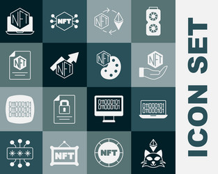 Set nft digital crypto art binary code ethereum vector