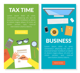 workspace banner with objects rested on desk top vector image